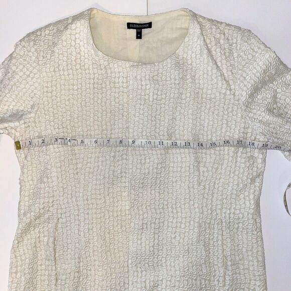NWT Eileen Fisher Open Front Embroidered Cotton Jacket Blazer Cream Bone Women M - Picture 9 of 11